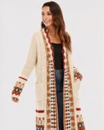Kimono boheme beige a franges