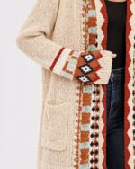 Kimono boheme beige a franges