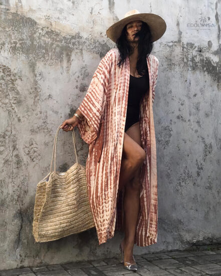 Robe Cardigan YOUKD Style Bohème - Kimono Long Grande Taille En Polyester Doux Pour Maison Et Plage