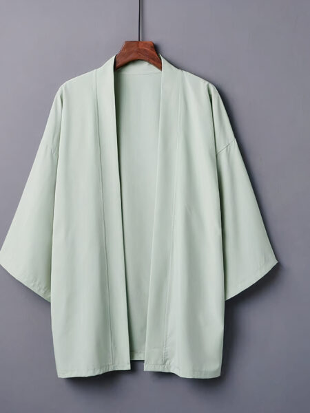 Veste kimono femme ample uni vert