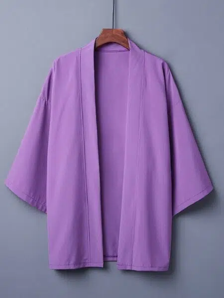 Veste kimono femme ample uni violet