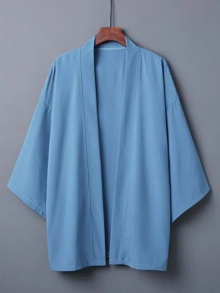 Veste kimono femme ample uni bleu