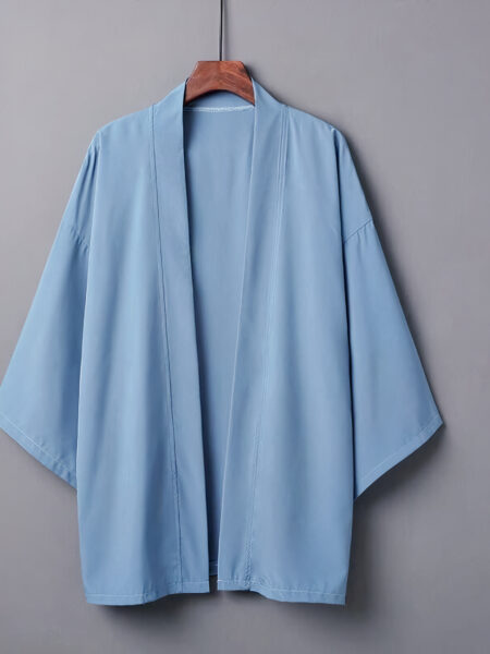 Veste kimono femme ample uni bleu
