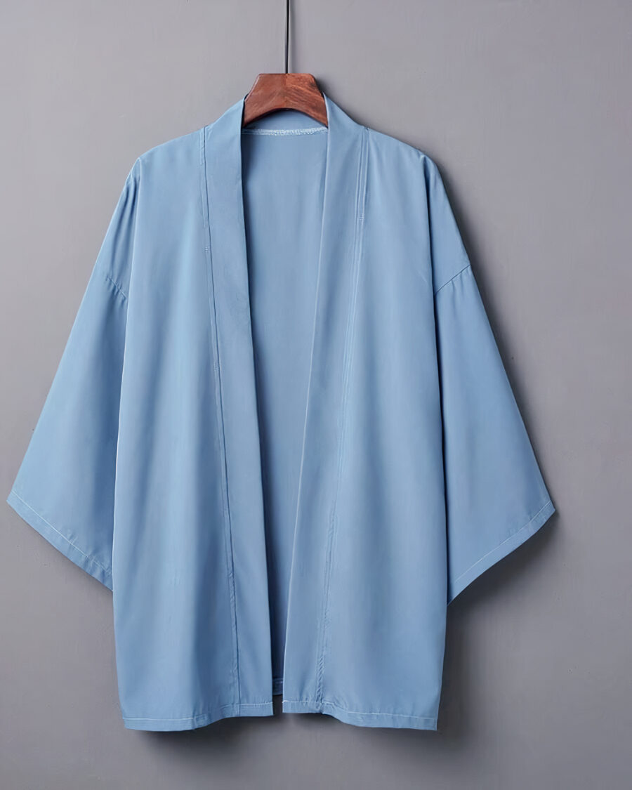 Veste kimono femme ample uni bleu