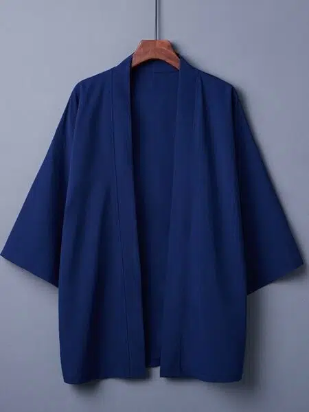 Veste kimono femme ample uni bleu marine