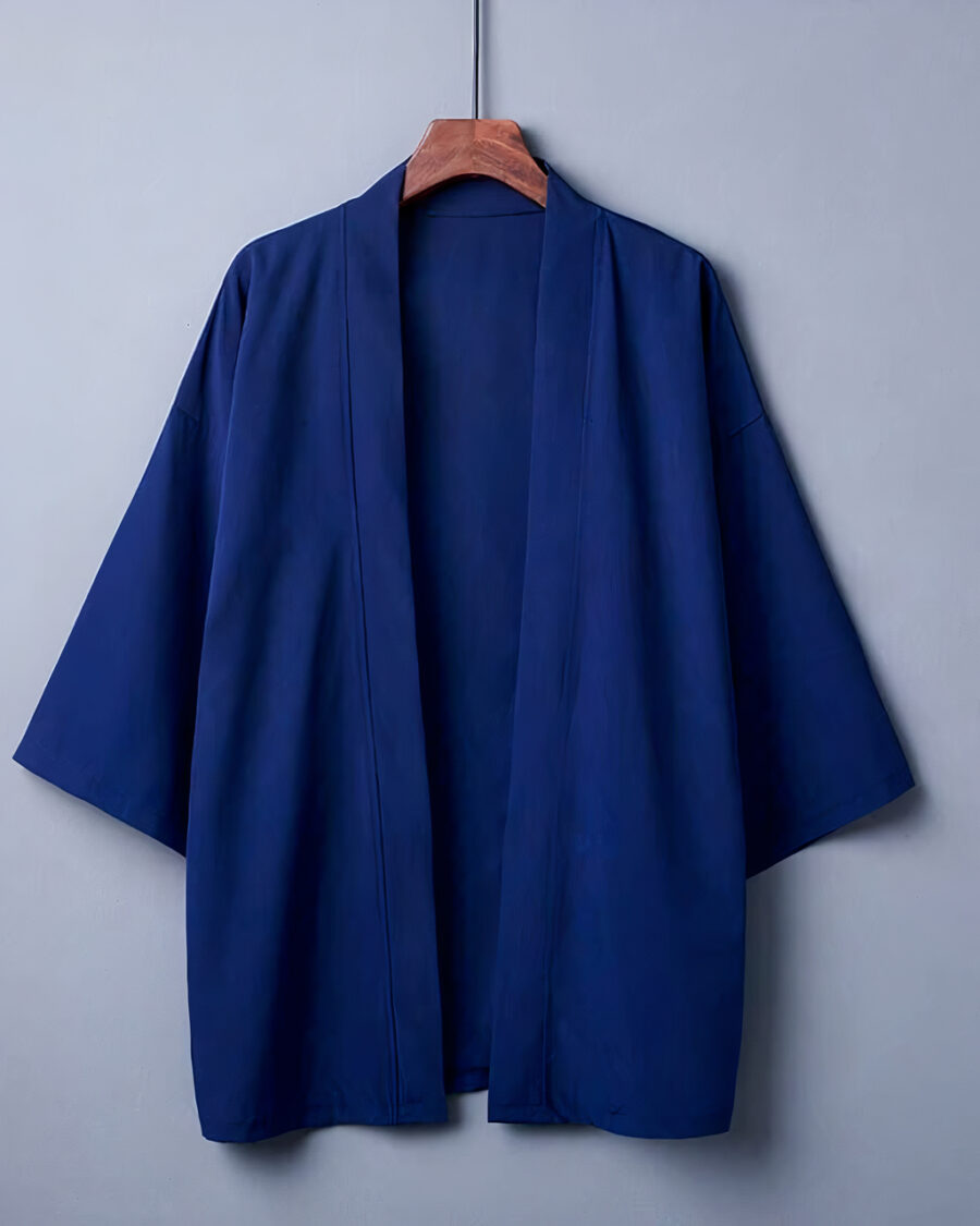 Veste kimono femme ample uni bleu marine