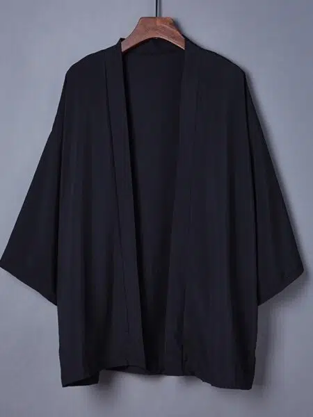 Veste kimono femme ample uni noir