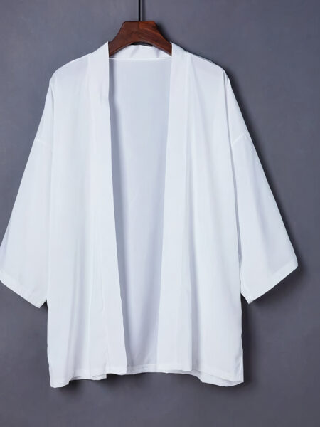 Veste kimono femme ample uni blanc