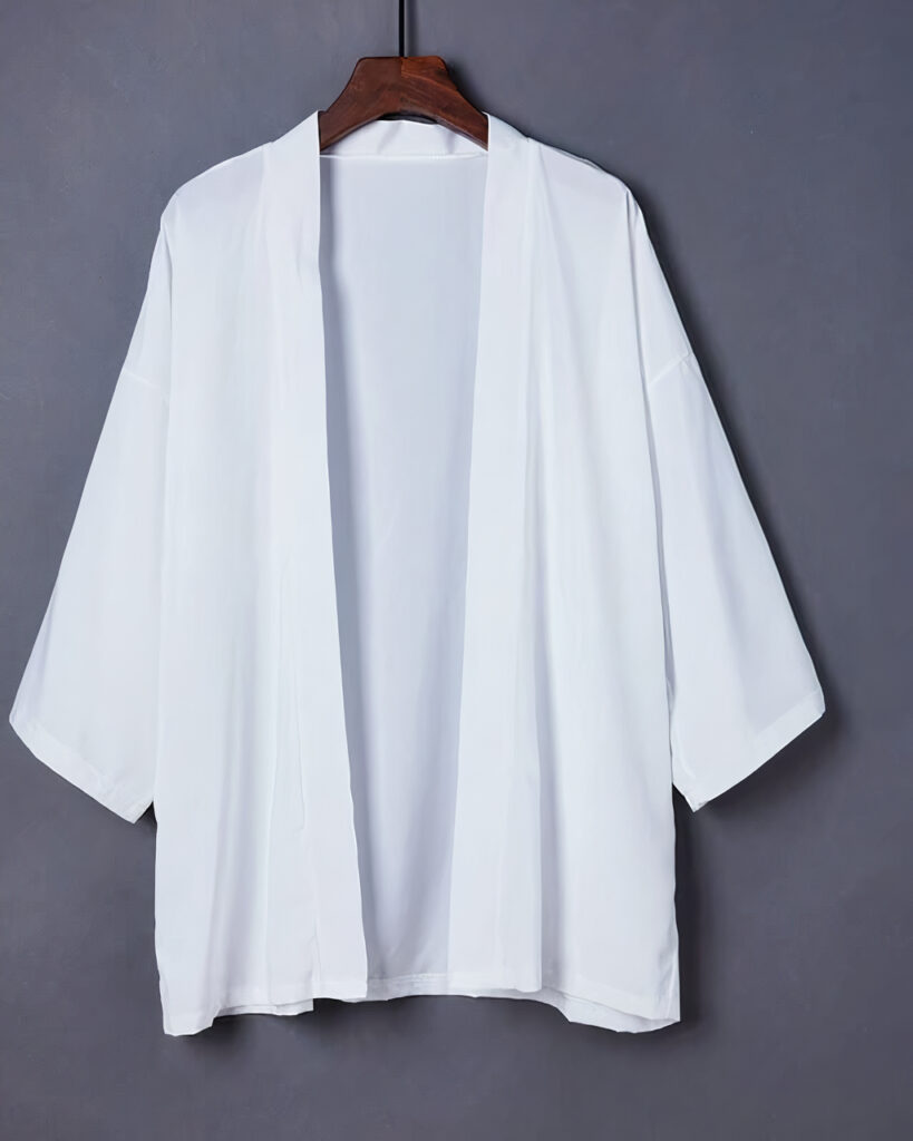 Veste kimono femme ample uni blanc