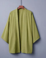 Veste kimono femme ample uni vert olive
