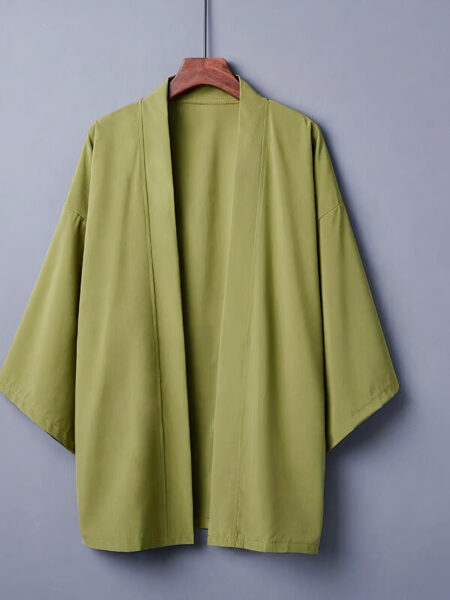 Veste kimono femme ample uni vert olive