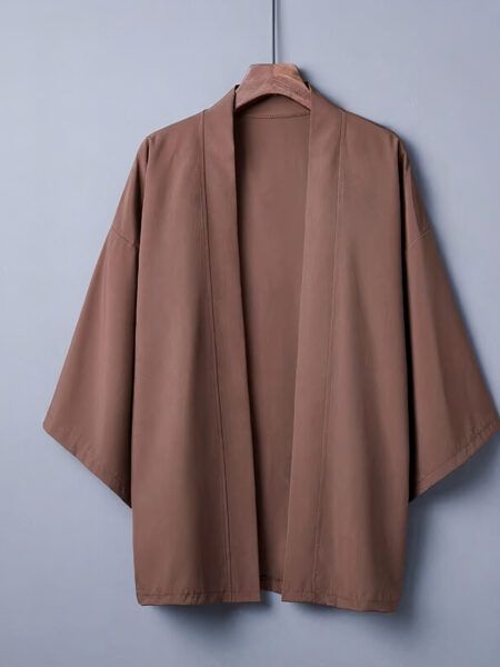Veste kimono femme ample uni marron