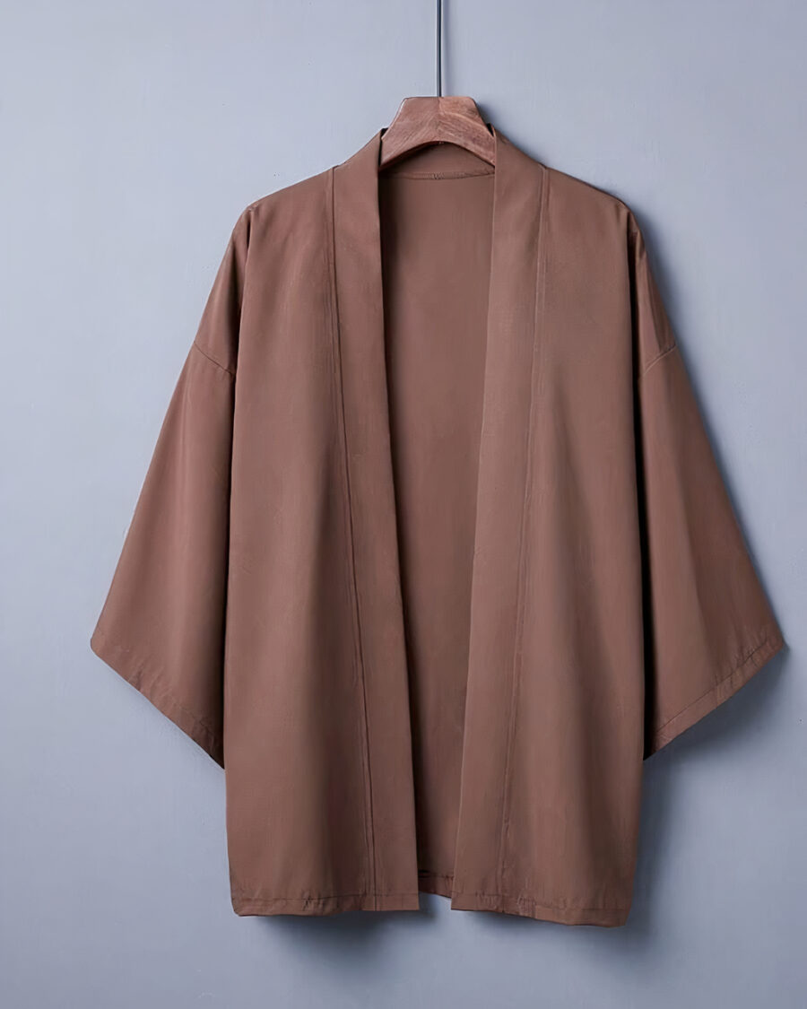Veste kimono femme ample uni marron