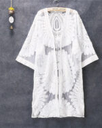 Tunique de plage femme en dentelle blanc