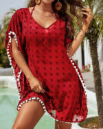 Tunique de plage femme en mousseline de soie col V