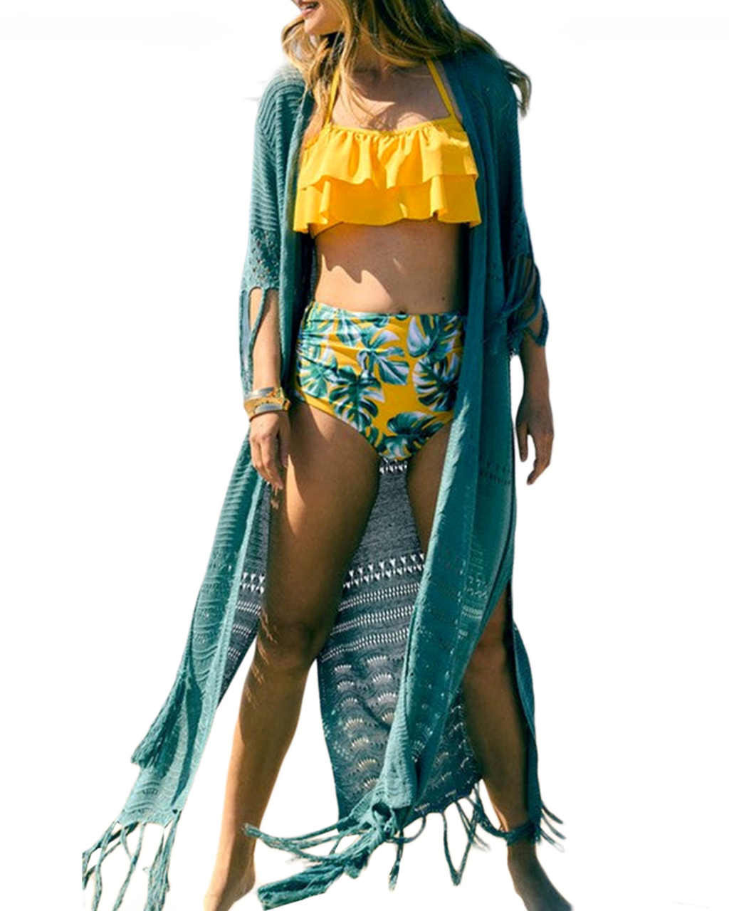 Kimono de plage pour femmes a dentelle style Boho de couleur bleu �?� Miss Kimono
