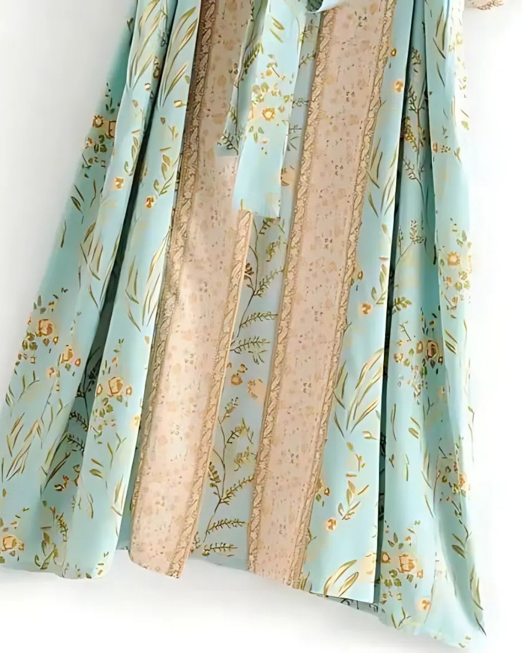 Peignoir kimono vert à motif floral – Image 4