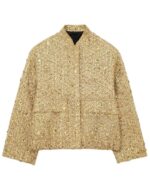 Bomber doré d'inspiration kimono sur fond blanc