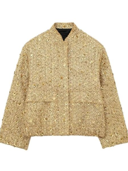 Bomber doré d'inspiration kimono sur fond blanc